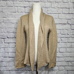EILEEN FISHER Wool Mohair Blend Open Front Cardigan Size Small Neutral Beige